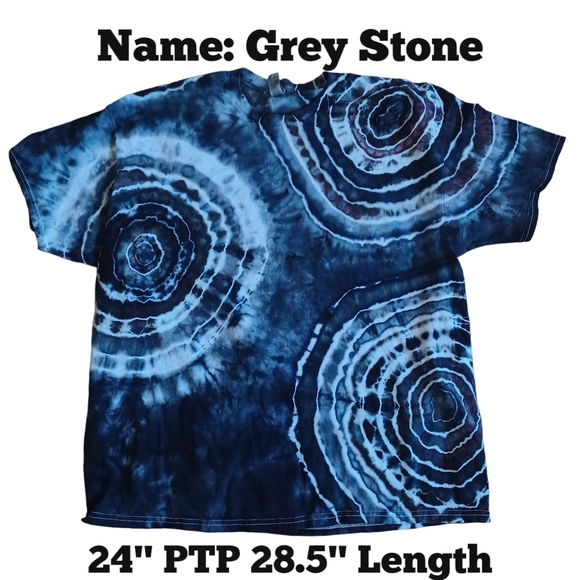 Hand Crafted Shirts 38 Grey Stone Mens Black And Grey Tie Dye Tee
